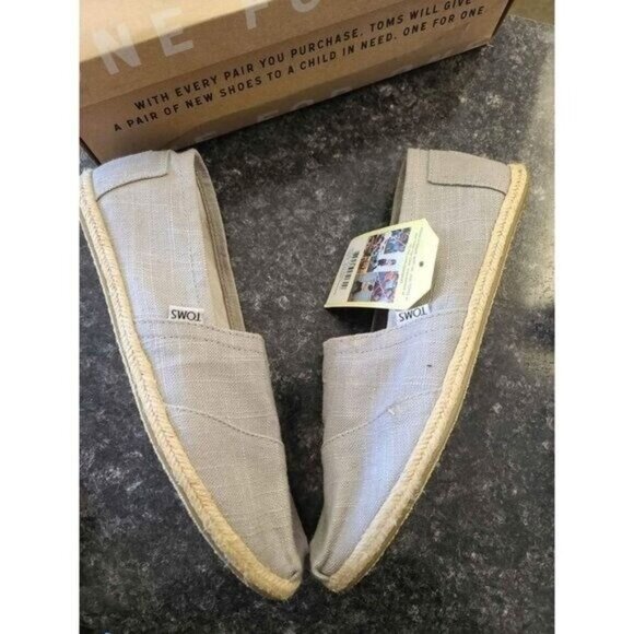 Tom\'s Men\'s Classic Grey Linen Slip-On Loafers, Size 10.5 main image 8